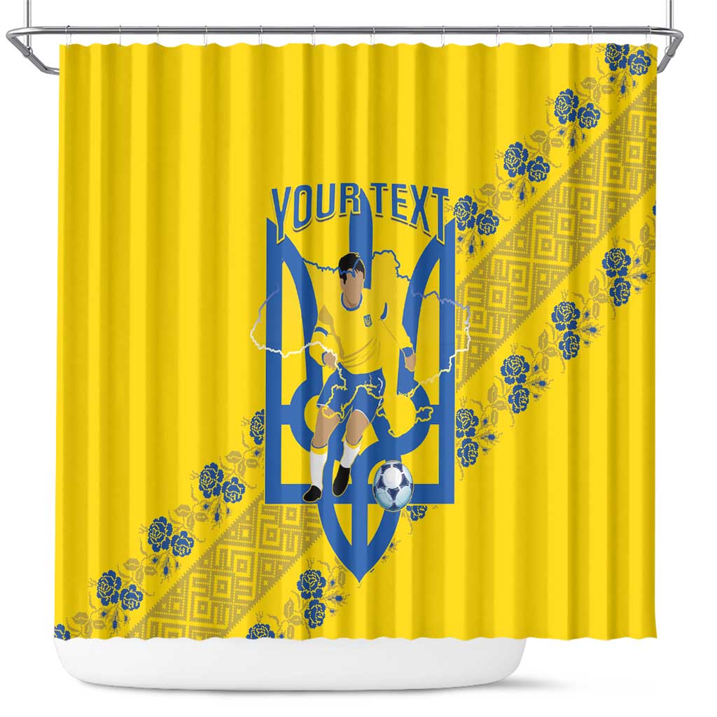 Personalised Ukraine Football Shower Curtain Glory to Ukrainian LT14