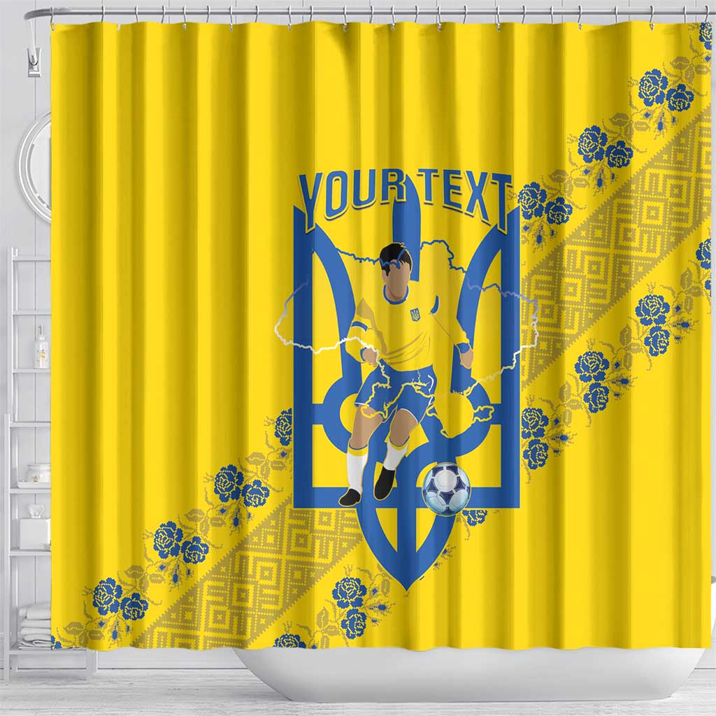 Personalised Ukraine Football Shower Curtain Glory to Ukrainian LT14