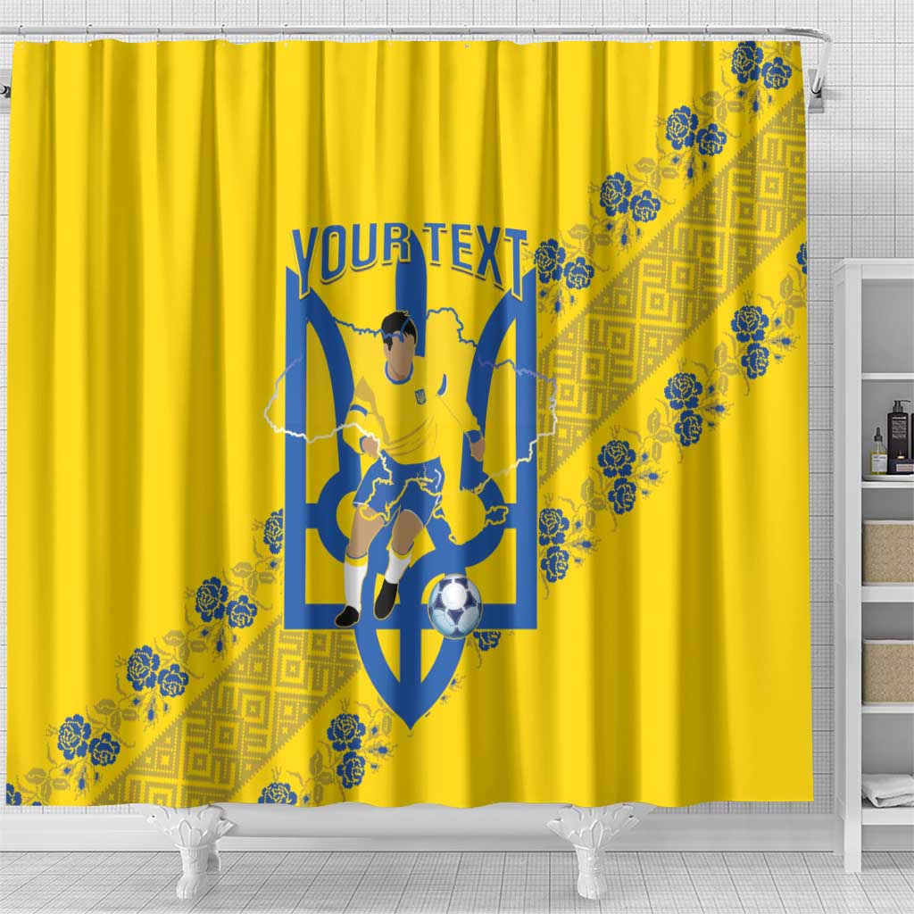 Personalised Ukraine Football Shower Curtain Glory to Ukrainian LT14
