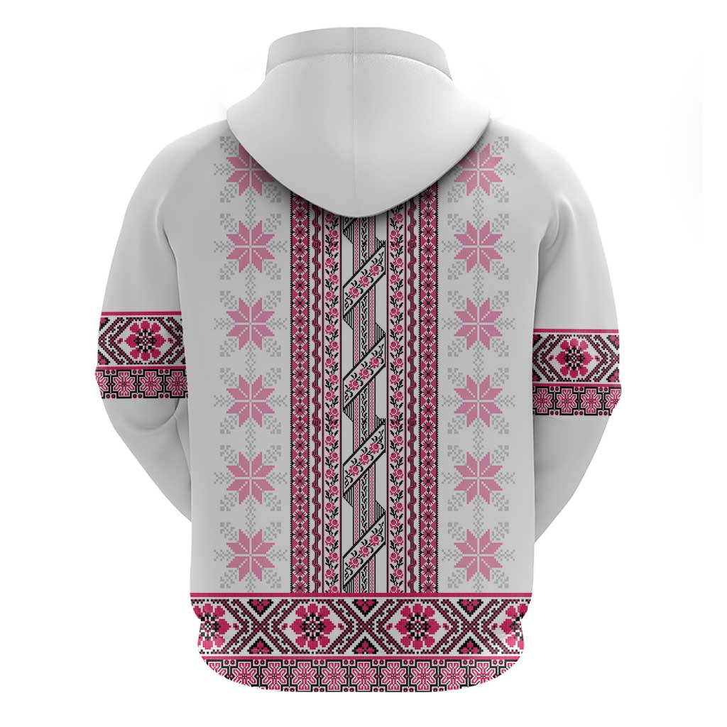 Ukraine Hoodie Traditional Braided Rope Belt Pink Folk Pattern LT14
