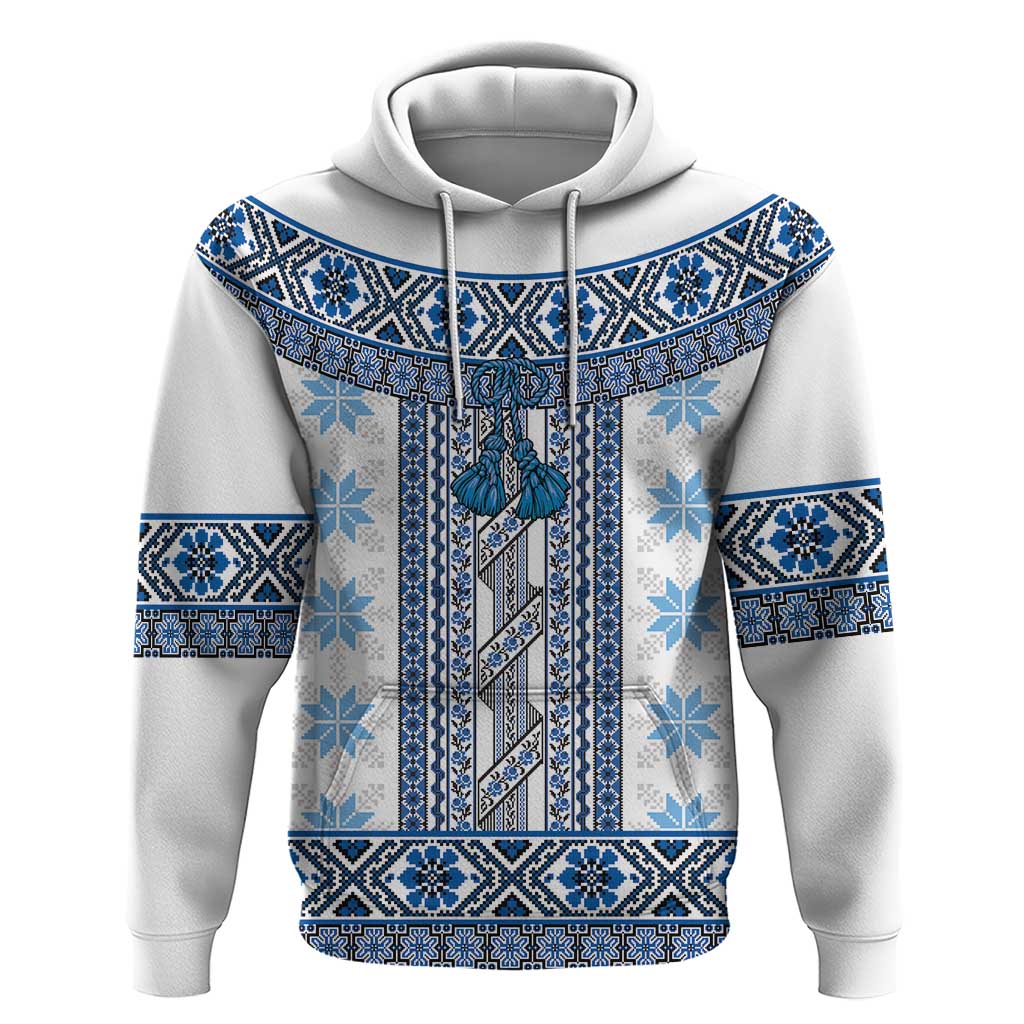 Ukraine Hoodie Traditional Braided Rope Belt Blue Folk Pattern LT14