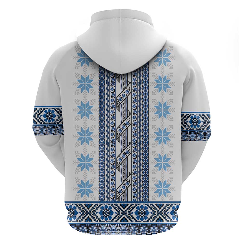Ukraine Hoodie Traditional Braided Rope Belt Blue Folk Pattern LT14