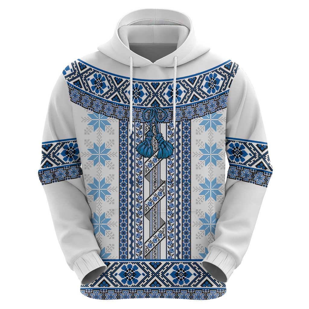 Ukraine Hoodie Traditional Braided Rope Belt Blue Folk Pattern LT14