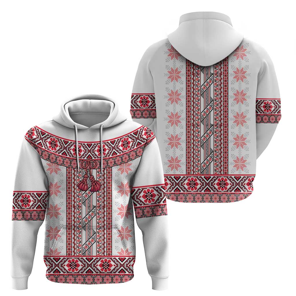 Ukraine Hoodie Traditional Braided Rope Belt Red Folk Pattern LT14