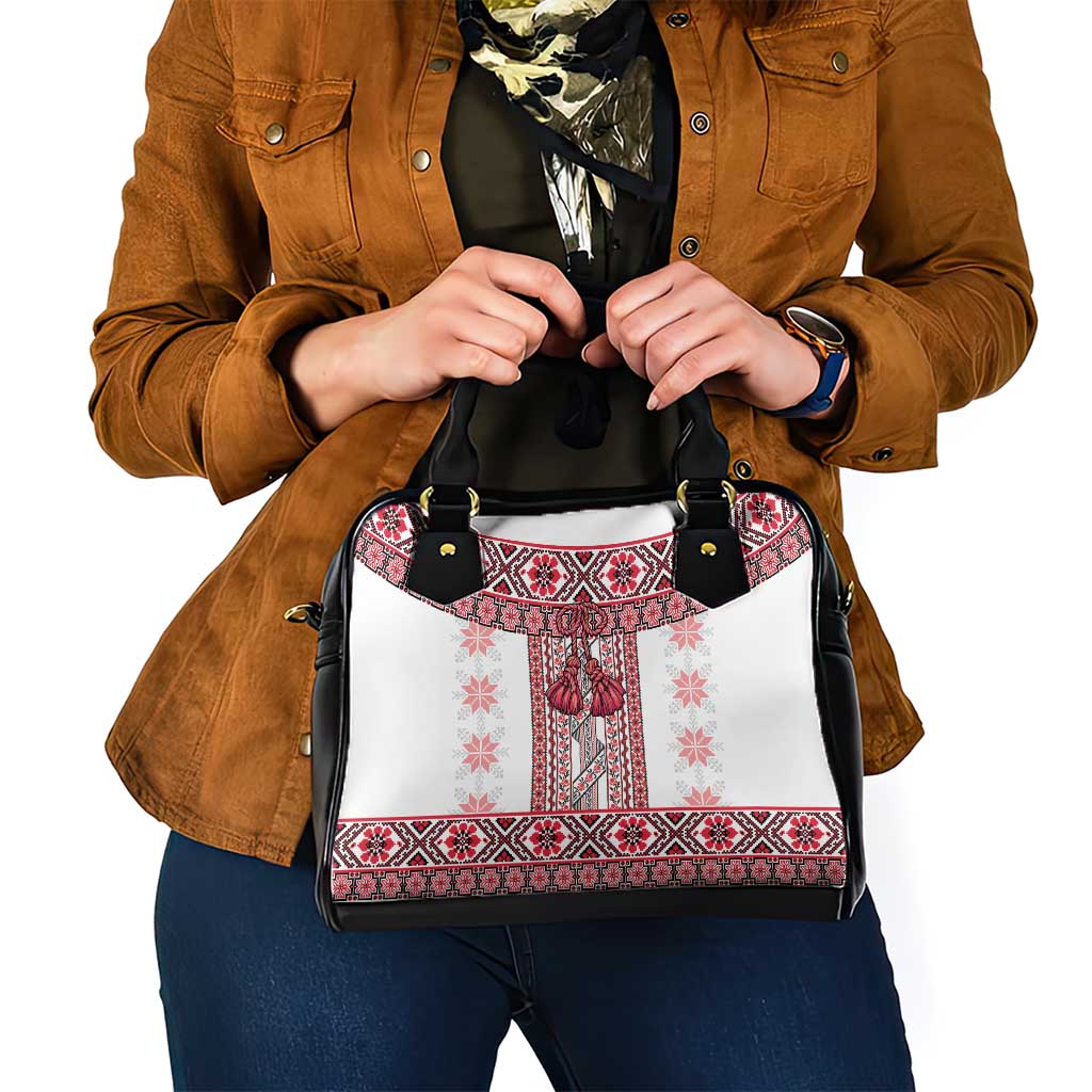 Ukraine Shoulder Handbag Traditional Braided Rope Belt Red Folk Pattern LT14