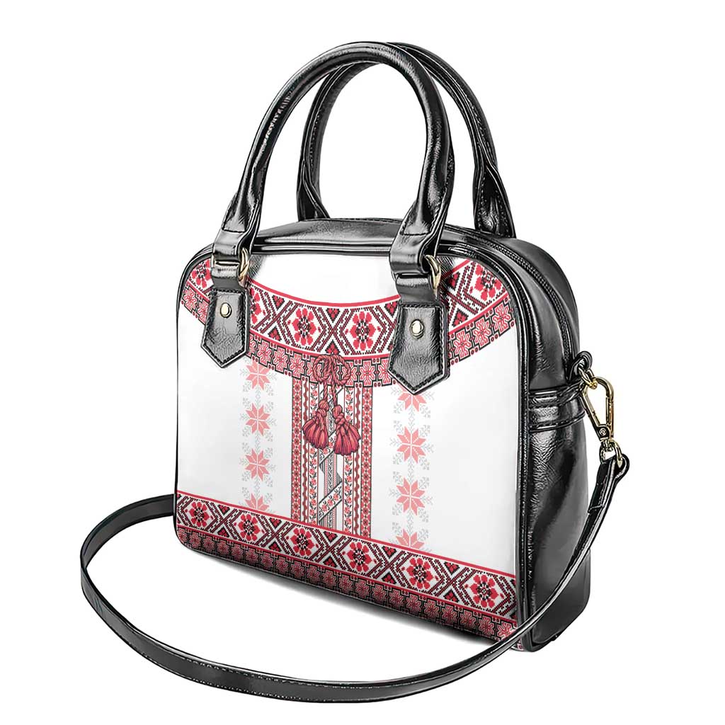 Ukraine Shoulder Handbag Traditional Braided Rope Belt Red Folk Pattern LT14