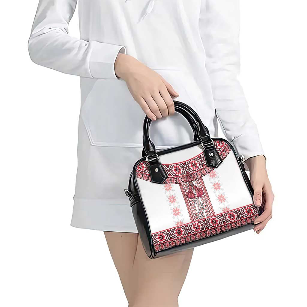 Ukraine Shoulder Handbag Traditional Braided Rope Belt Red Folk Pattern LT14