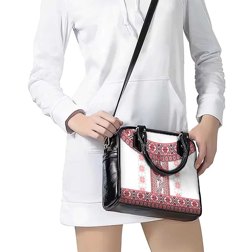 Ukraine Shoulder Handbag Traditional Braided Rope Belt Red Folk Pattern LT14