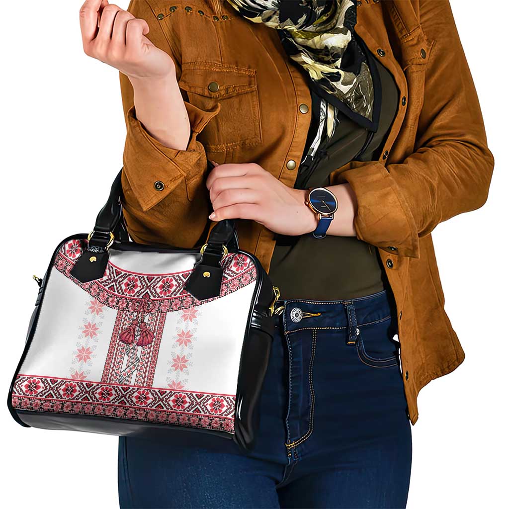 Ukraine Shoulder Handbag Traditional Braided Rope Belt Red Folk Pattern LT14
