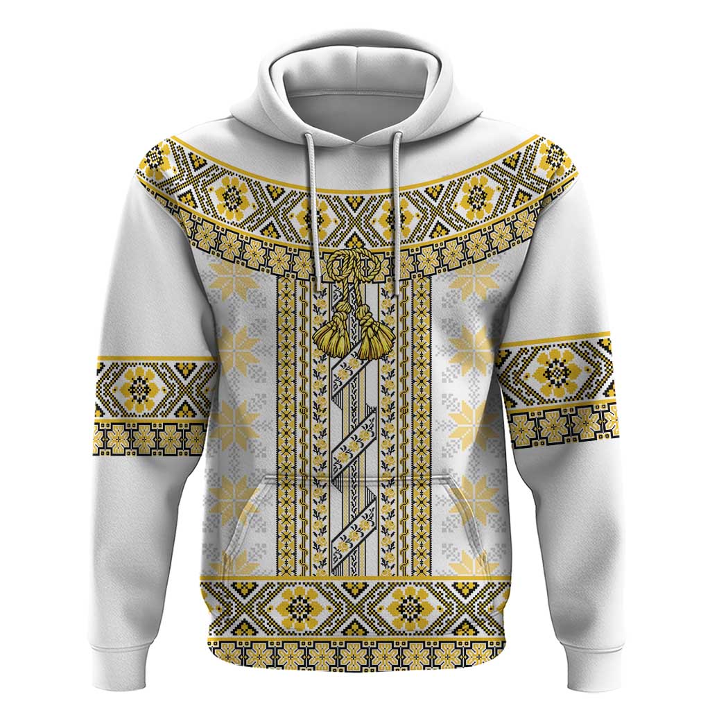 Ukraine Hoodie Traditional Braided Rope Belt Yellow Folk Pattern LT14