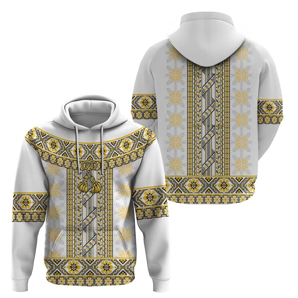Ukraine Hoodie Traditional Braided Rope Belt Yellow Folk Pattern LT14
