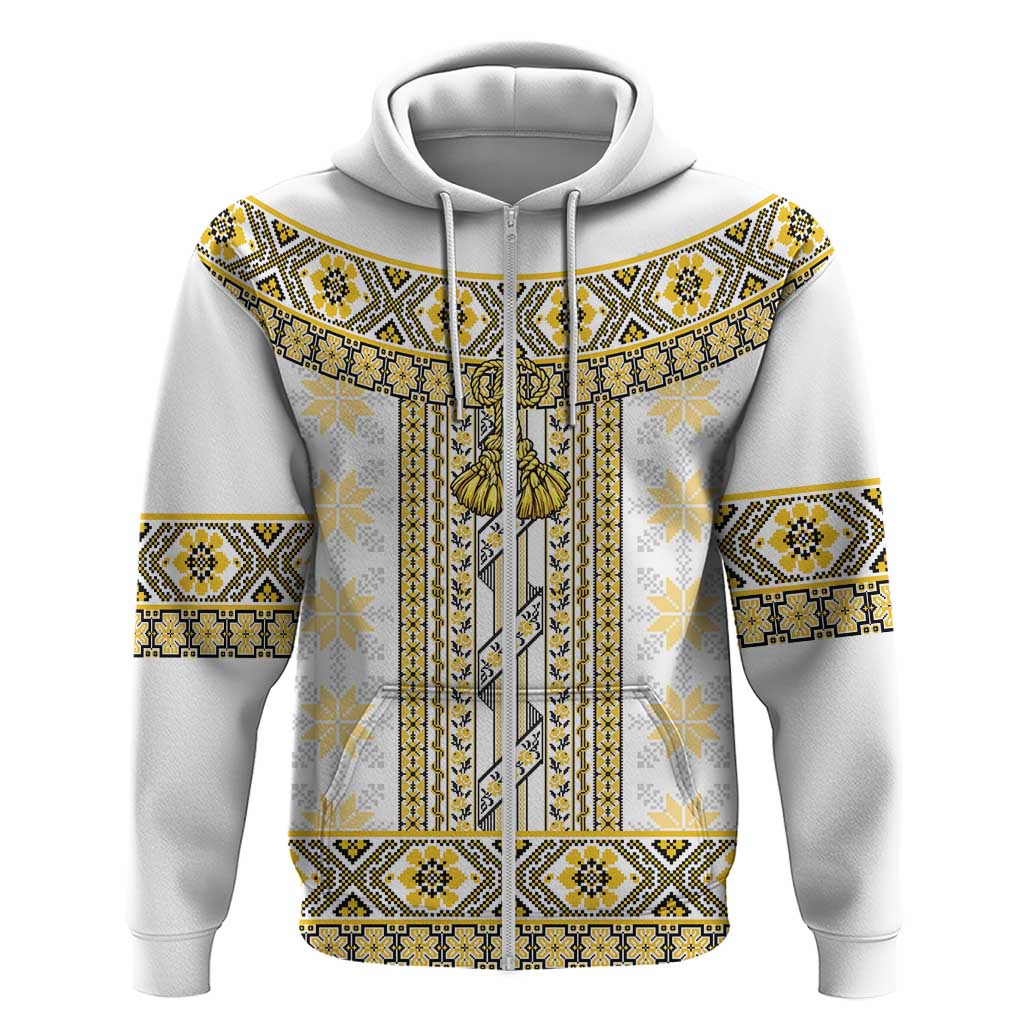 Ukraine Hoodie Traditional Braided Rope Belt Yellow Folk Pattern LT14