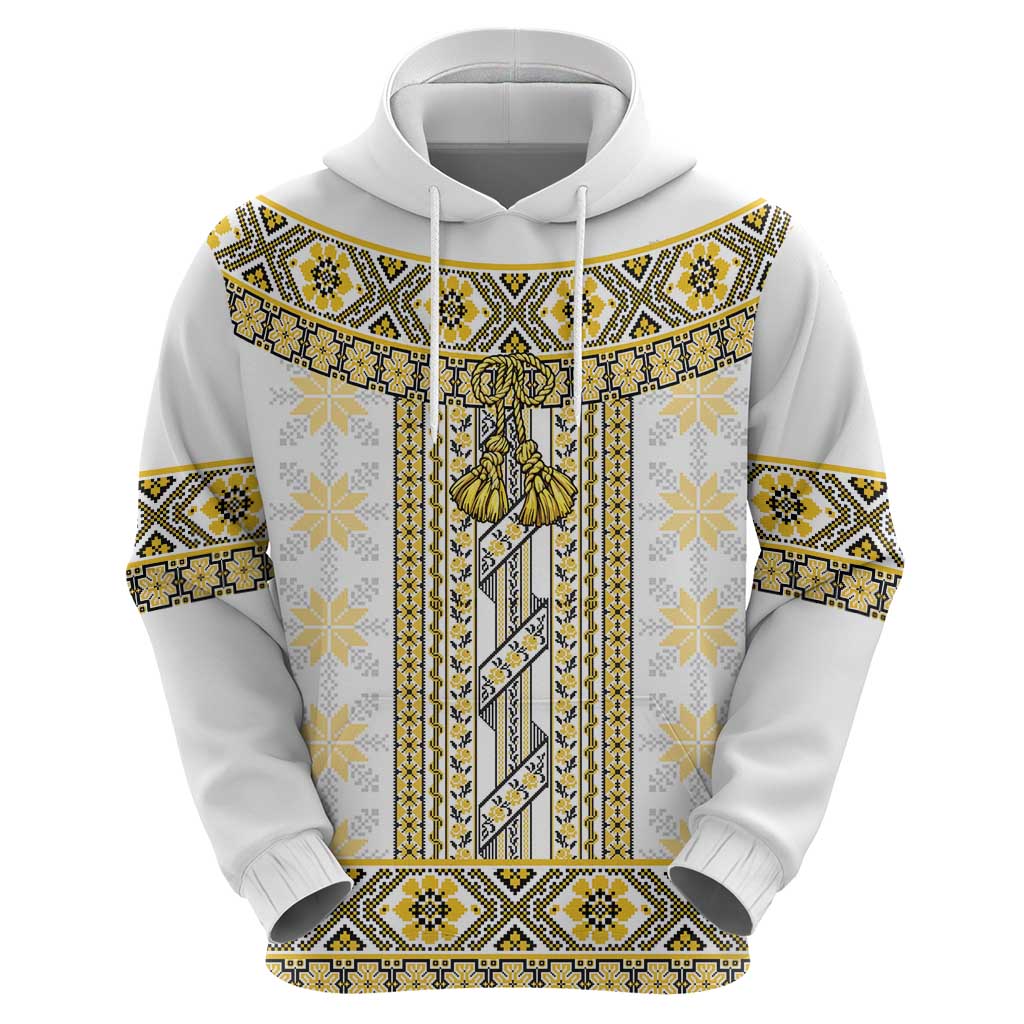 Ukraine Hoodie Traditional Braided Rope Belt Yellow Folk Pattern LT14