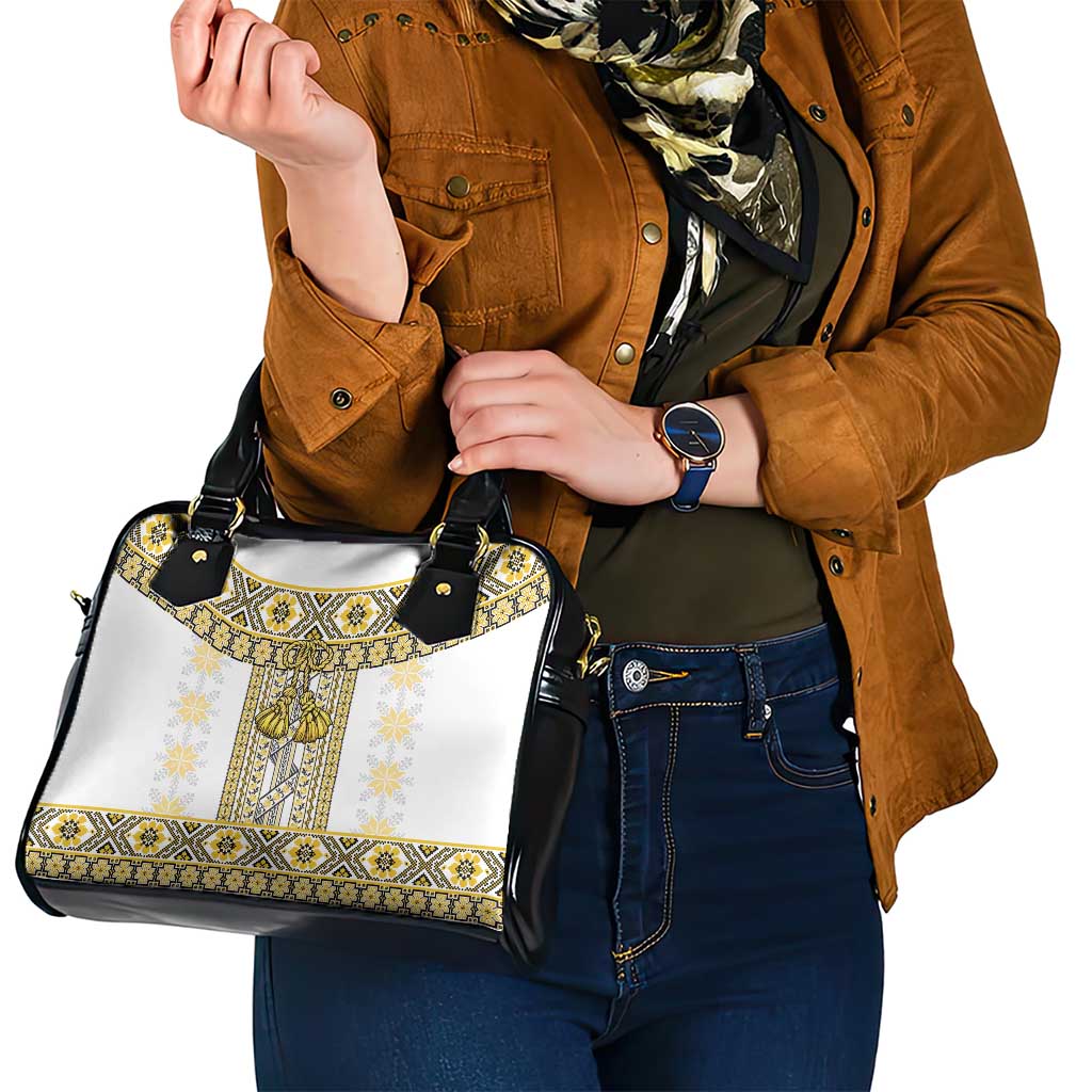 Ukraine Shoulder Handbag Traditional Braided Rope Belt Yellow Folk Pattern LT14