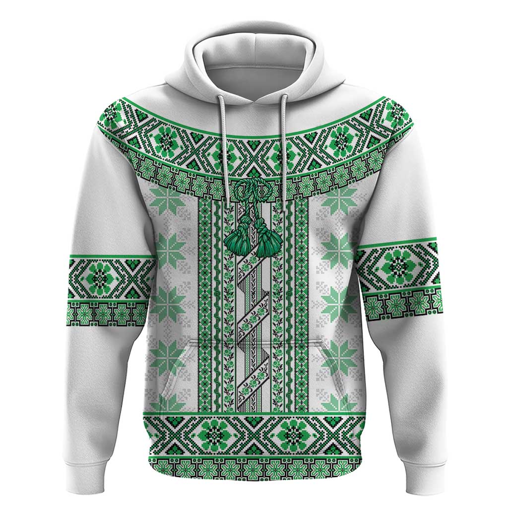 Ukraine Hoodie Traditional Braided Rope Belt Green Folk Pattern LT14