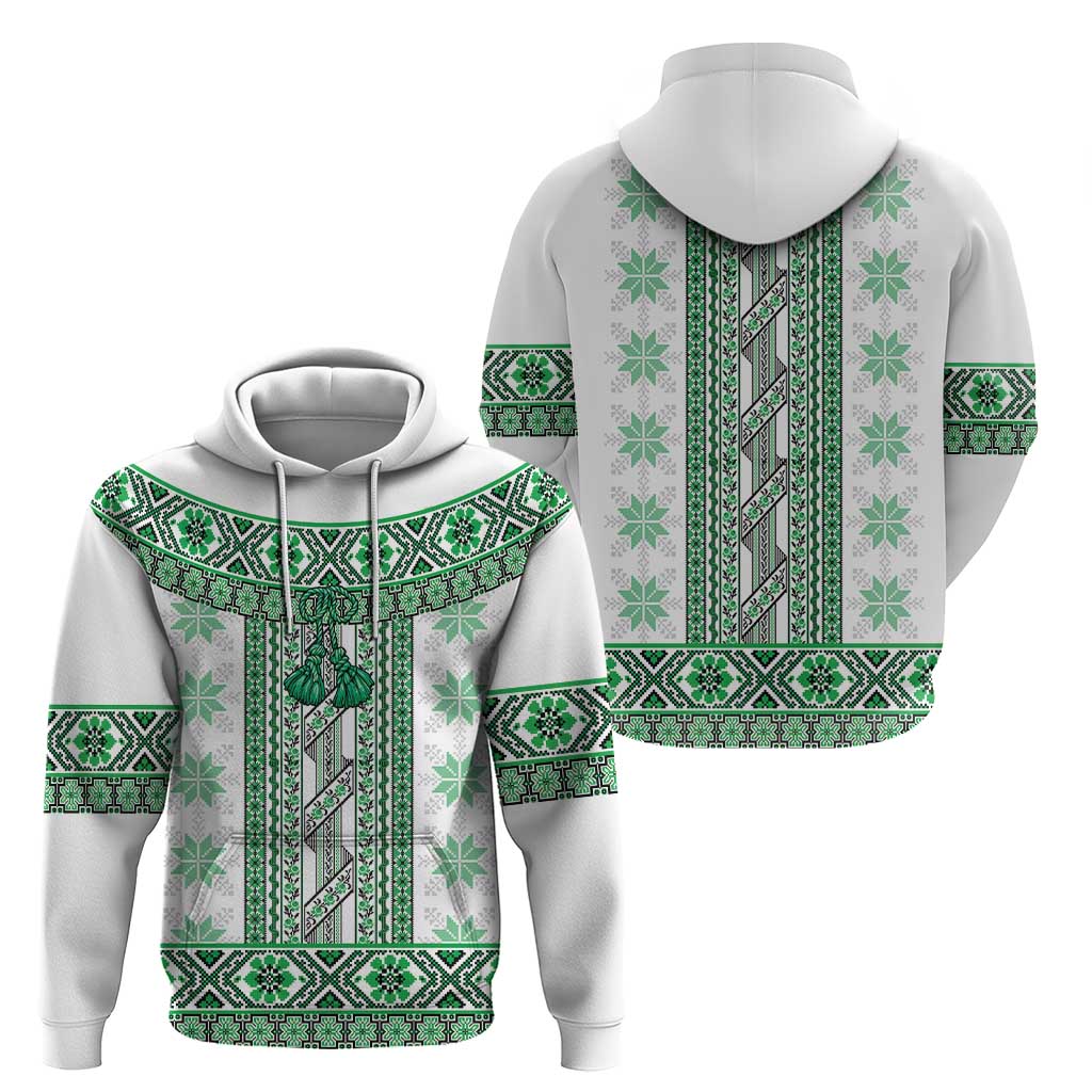 Ukraine Hoodie Traditional Braided Rope Belt Green Folk Pattern LT14