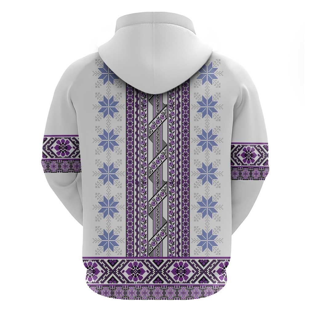 Ukraine Hoodie Traditional Braided Rope Belt Purple Folk Pattern LT14