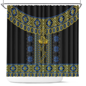 Ukraine Shower Curtain Traditional Braided Rope Belt Folk Pattern National Color LT14