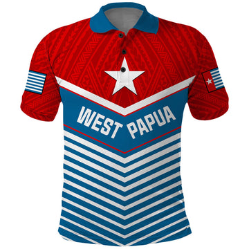 Custom West Papua Polo Shirt Coat Of Arms And Morning Star Flag LT14