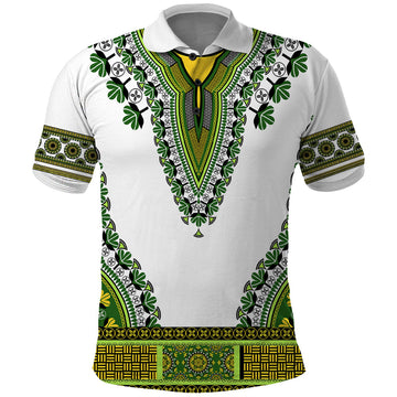 Africa Polo Shirt African Dashiki Royal Green Version LT14