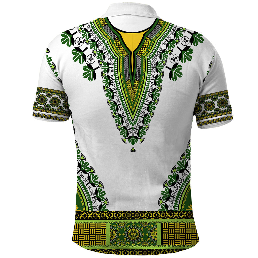 Africa Polo Shirt African Dashiki Royal Green Version LT14