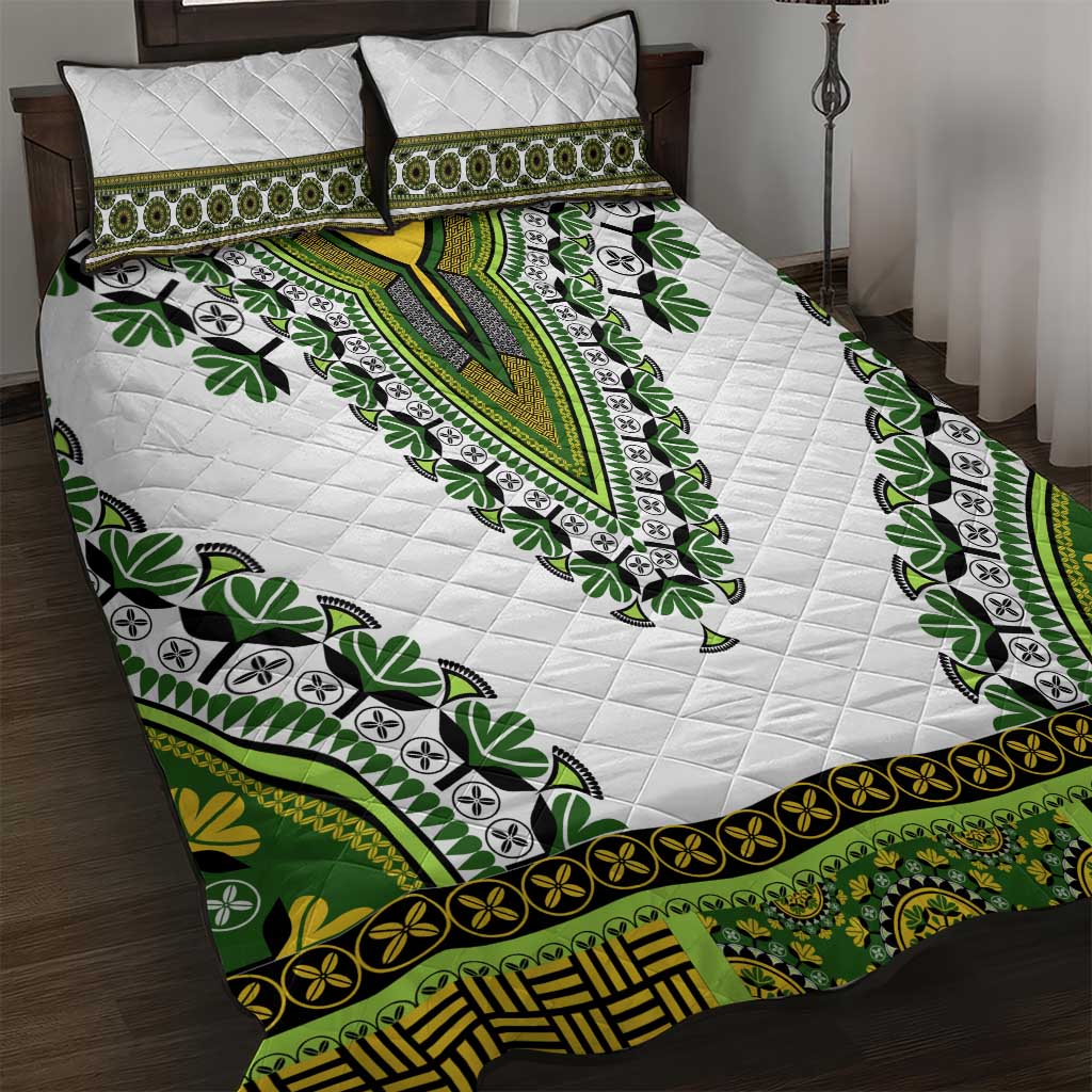 Africa Quilt Bed Set African Dashiki Royal Green Version LT14