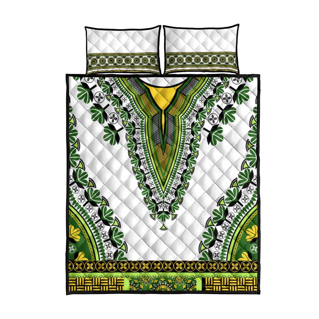 Africa Quilt Bed Set African Dashiki Royal Green Version LT14