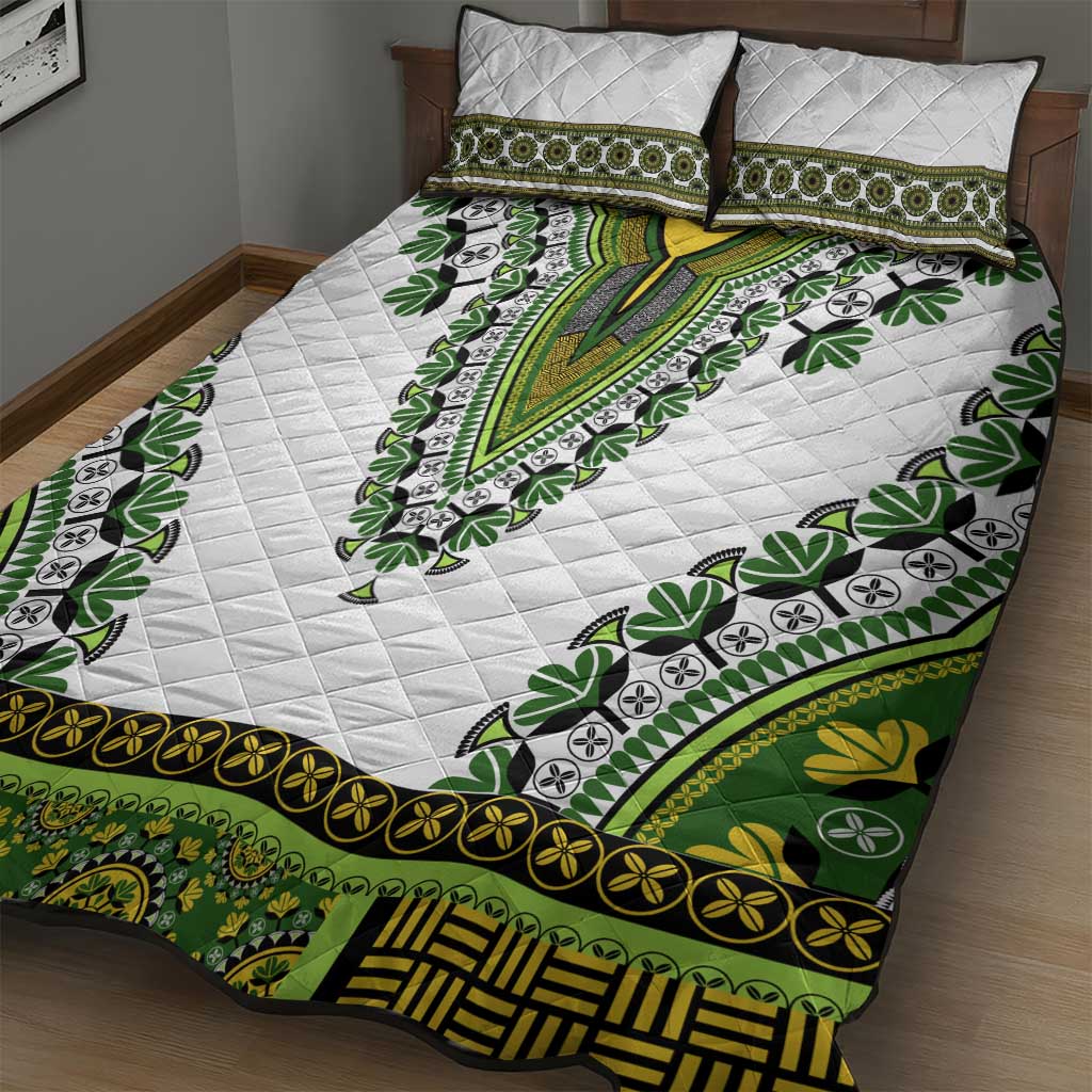 Africa Quilt Bed Set African Dashiki Royal Green Version LT14