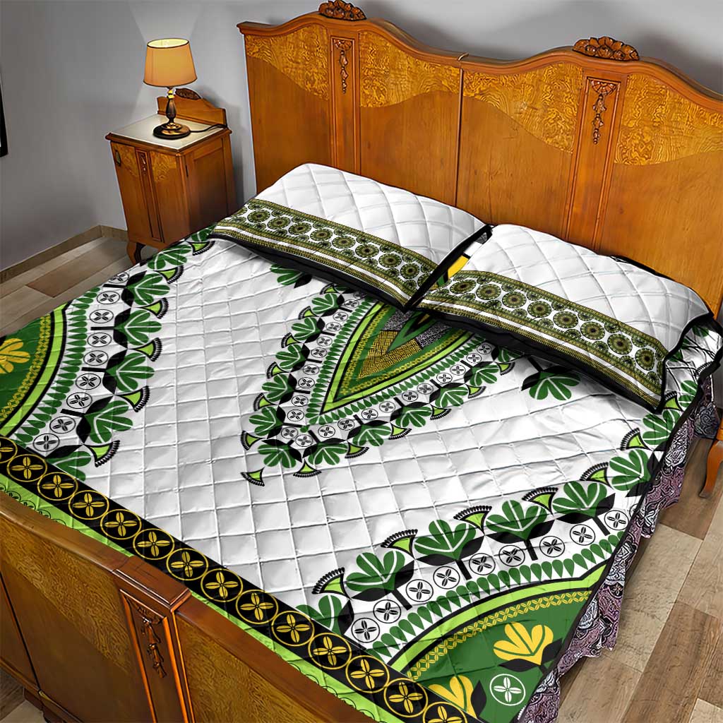 Africa Quilt Bed Set African Dashiki Royal Green Version LT14