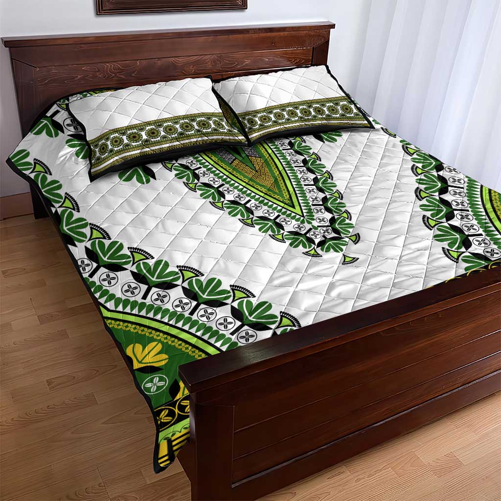 Africa Quilt Bed Set African Dashiki Royal Green Version LT14