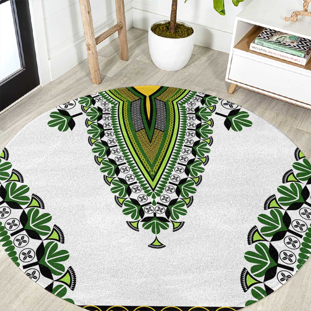 Africa Round Carpet African Dashiki Royal Green Version LT14
