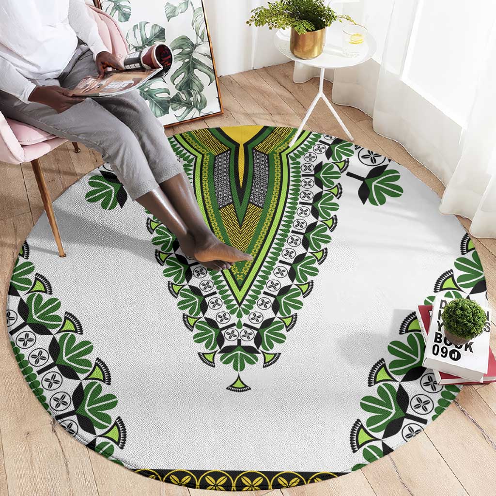 Africa Round Carpet African Dashiki Royal Green Version LT14