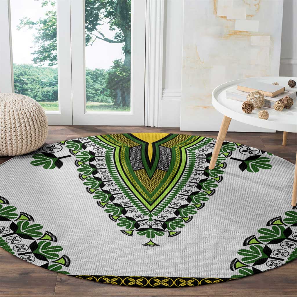 Africa Round Carpet African Dashiki Royal Green Version LT14