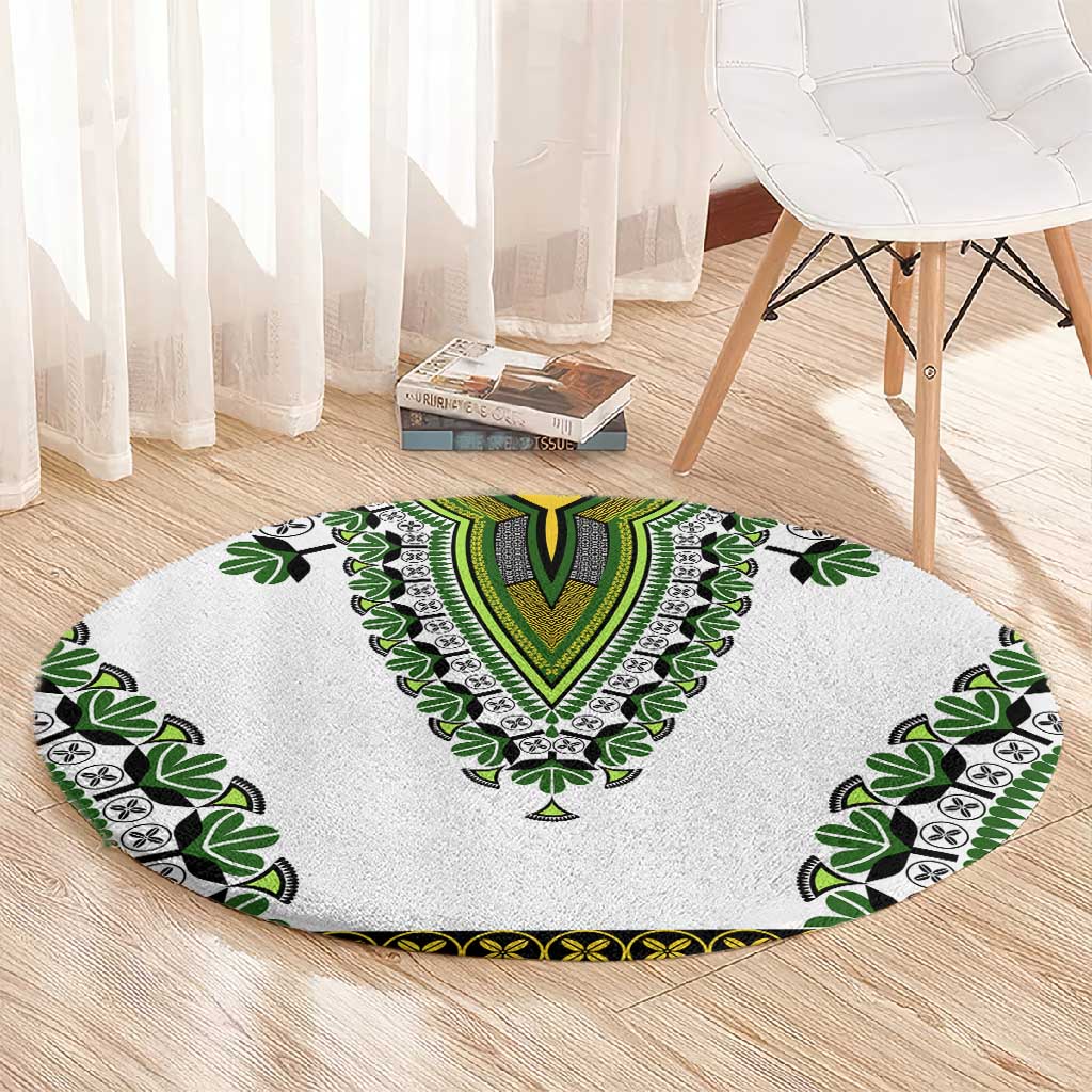 Africa Round Carpet African Dashiki Royal Green Version LT14