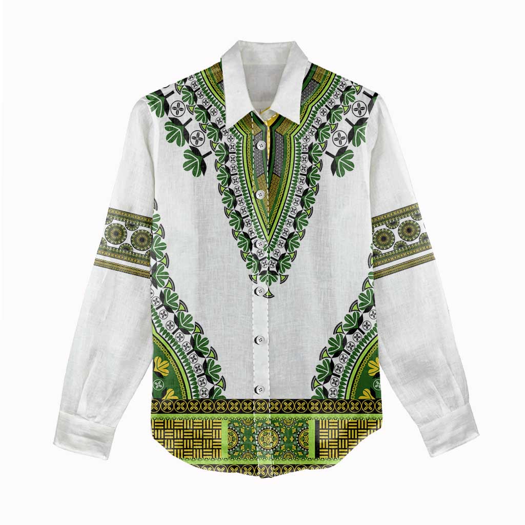 Africa Women Casual Shirt African Dashiki Royal Green Version LT14