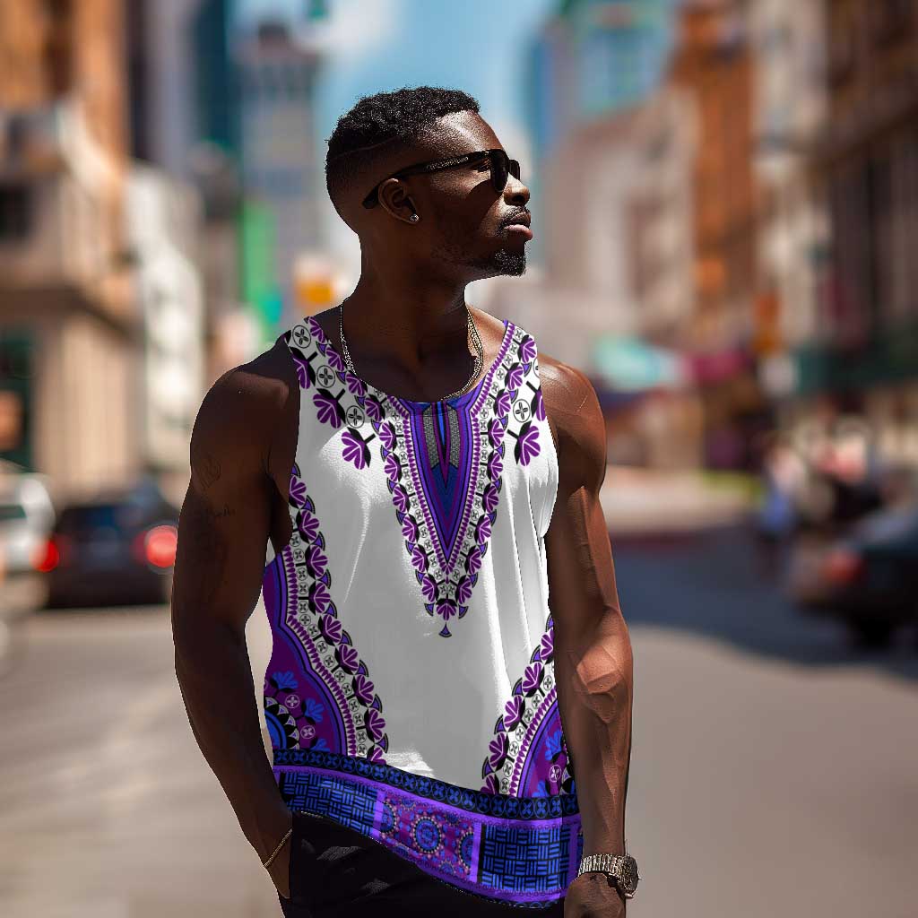 Africa Men Tank Top African Dashiki Royal Purple Version LT14