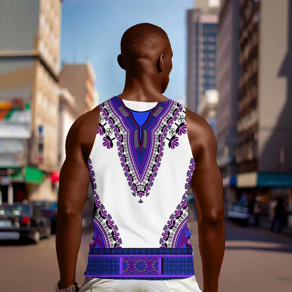 Africa Men Tank Top African Dashiki Royal Purple Version LT14