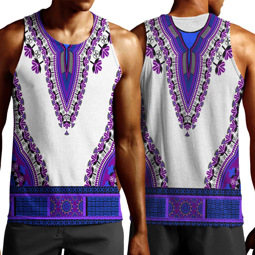 Africa Men Tank Top African Dashiki Royal Purple Version LT14