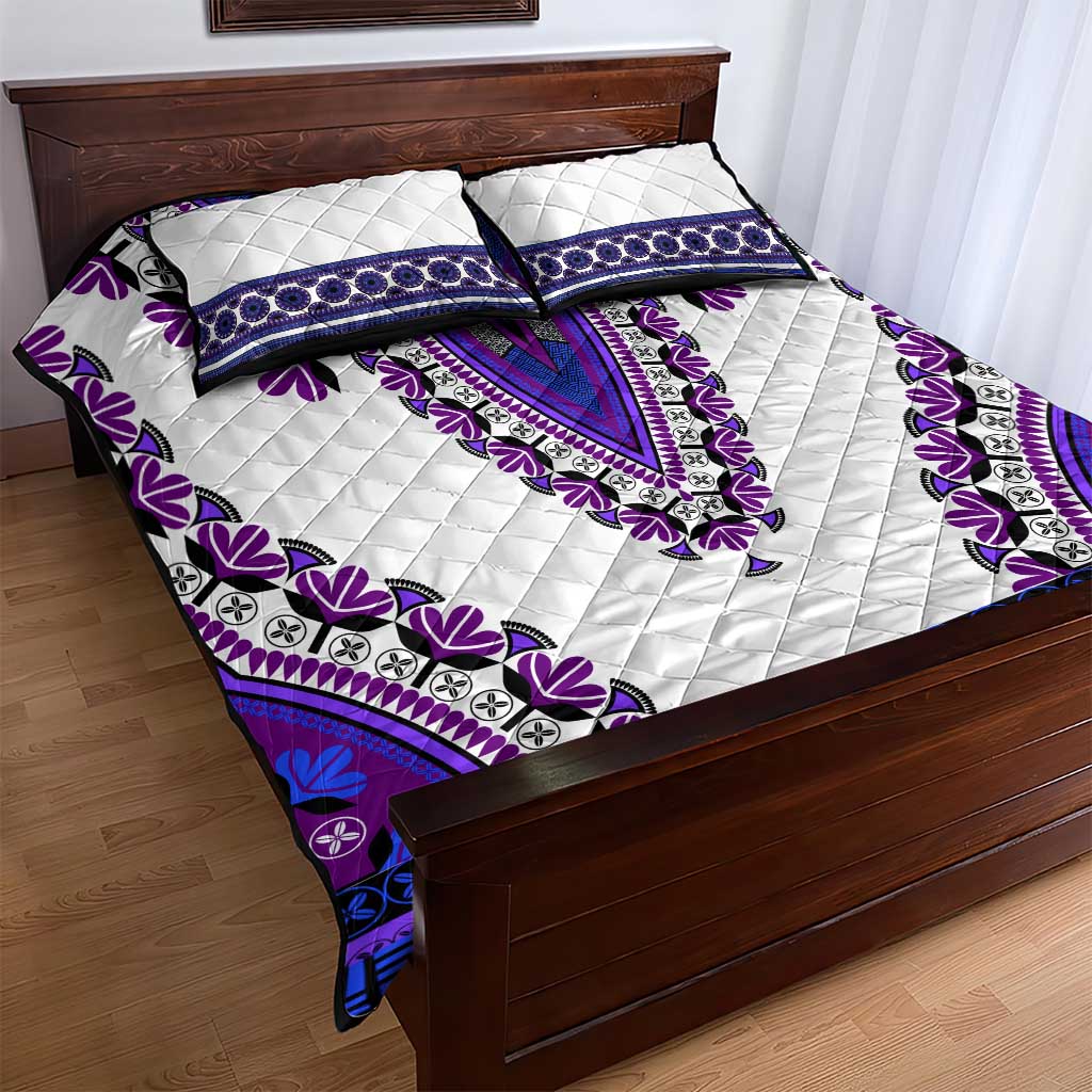 Africa Quilt Bed Set African Dashiki Royal Purple Version LT14