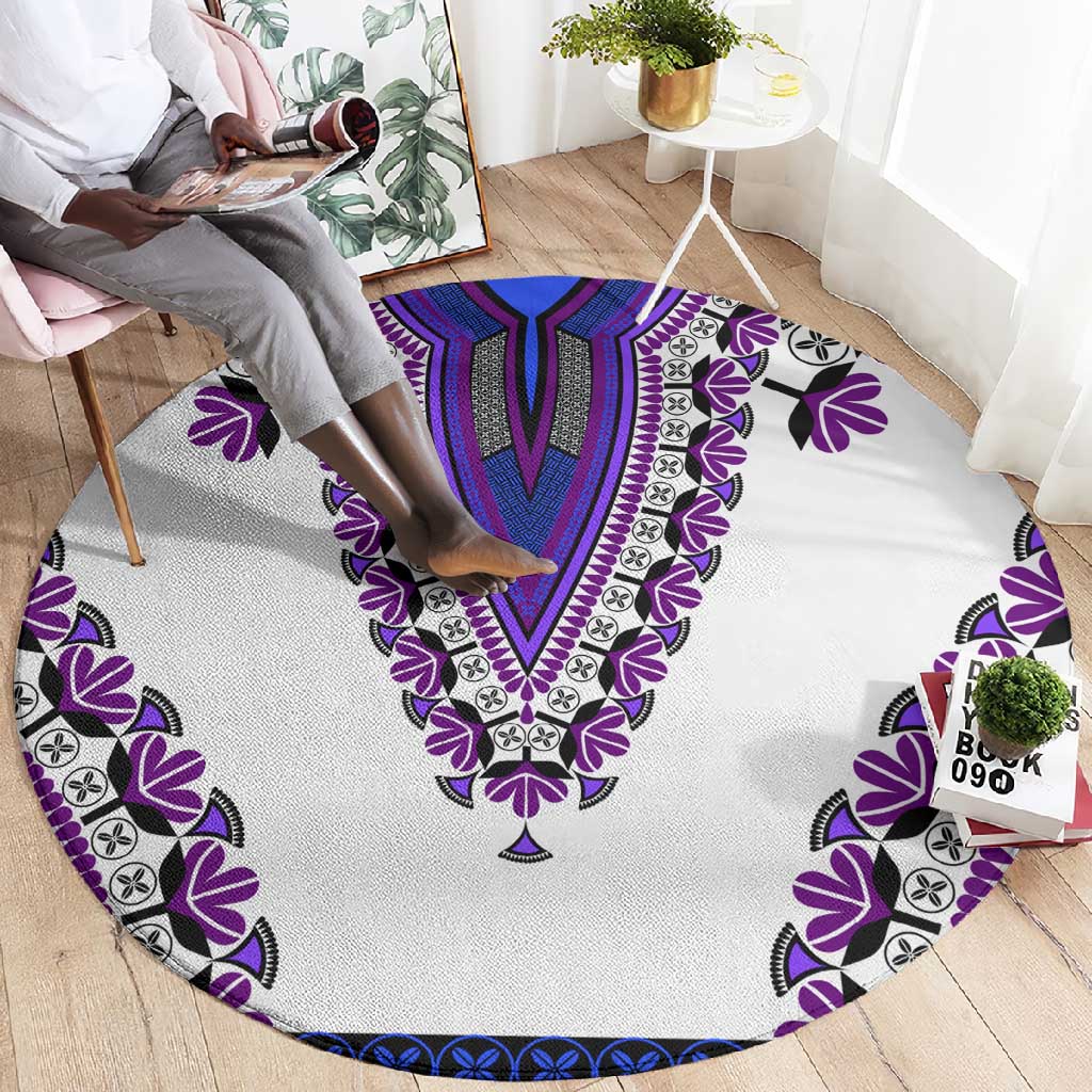 Africa Round Carpet African Dashiki Royal Purple Version LT14