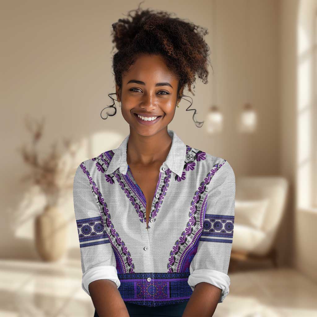 Africa Women Casual Shirt African Dashiki Royal Purple Version LT14