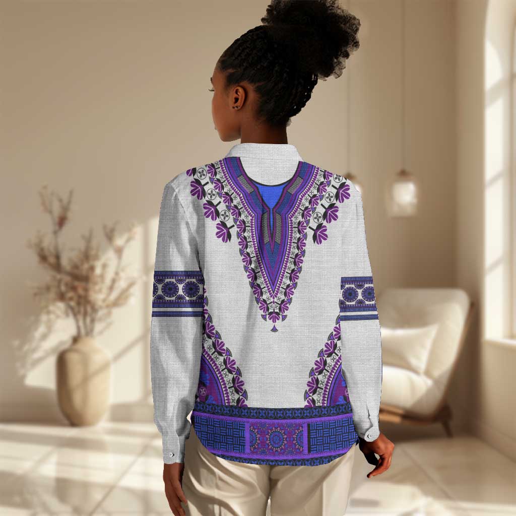 Africa Women Casual Shirt African Dashiki Royal Purple Version LT14