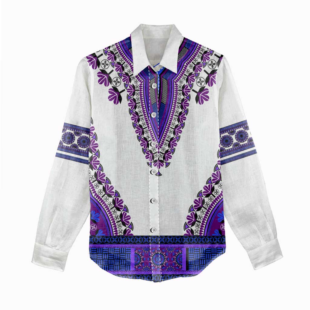 Africa Women Casual Shirt African Dashiki Royal Purple Version LT14