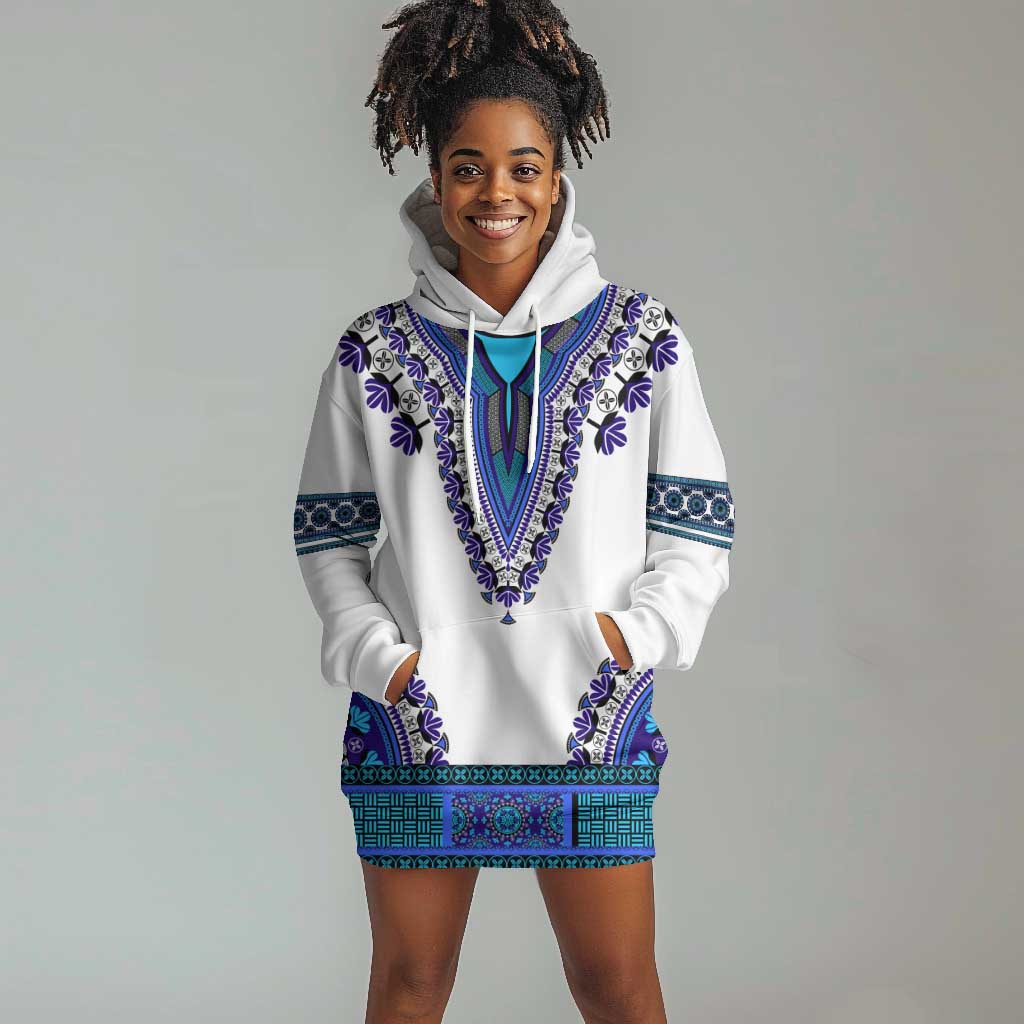Africa Hoodie Dress African Dashiki Royal Blue Version LT14