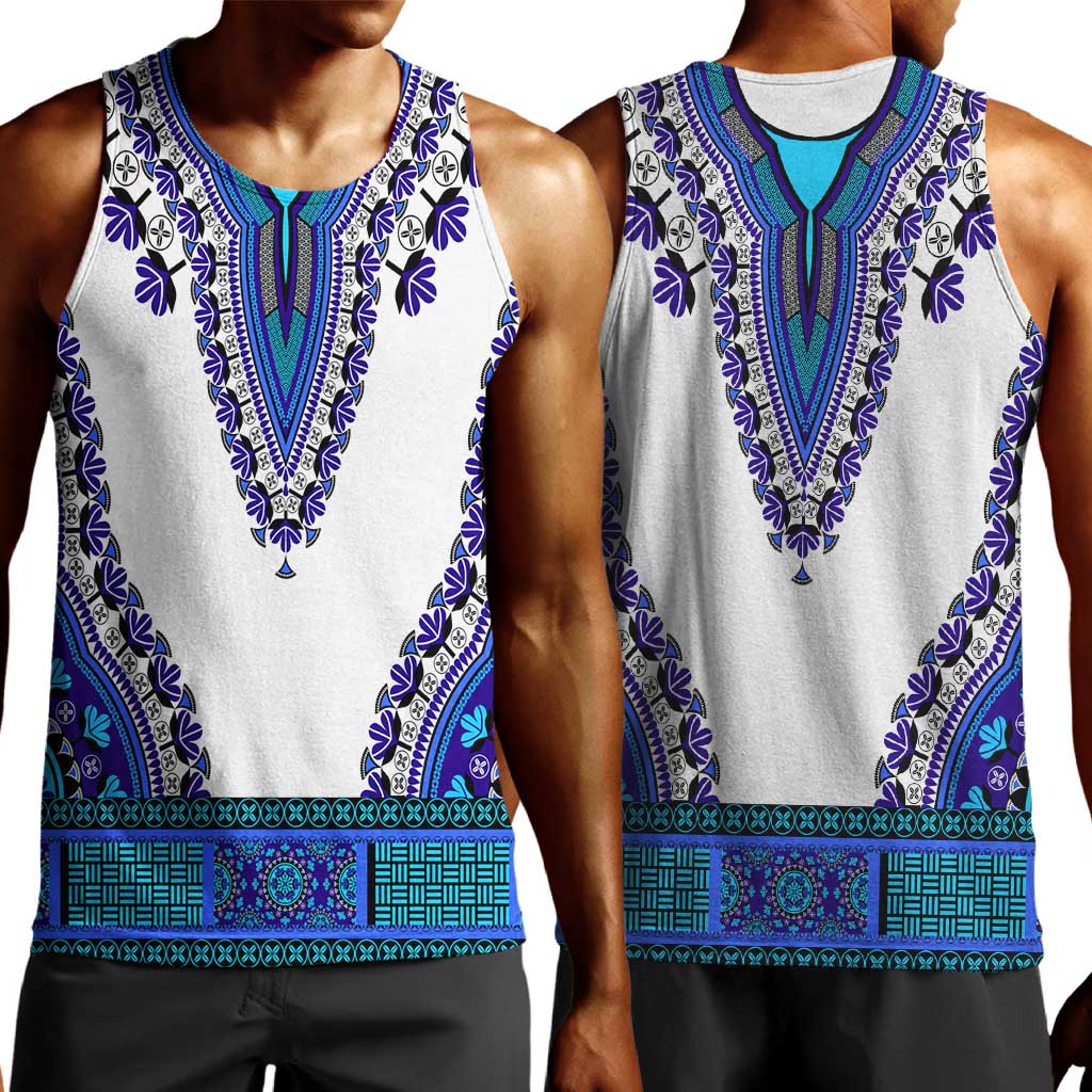 Africa Men Tank Top African Dashiki Royal Blue Version LT14