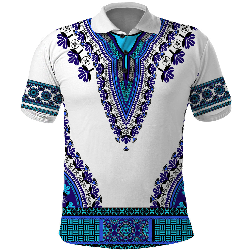 Africa Polo Shirt African Dashiki Royal Blue Version LT14