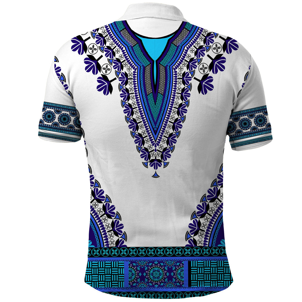 Africa Polo Shirt African Dashiki Royal Blue Version LT14