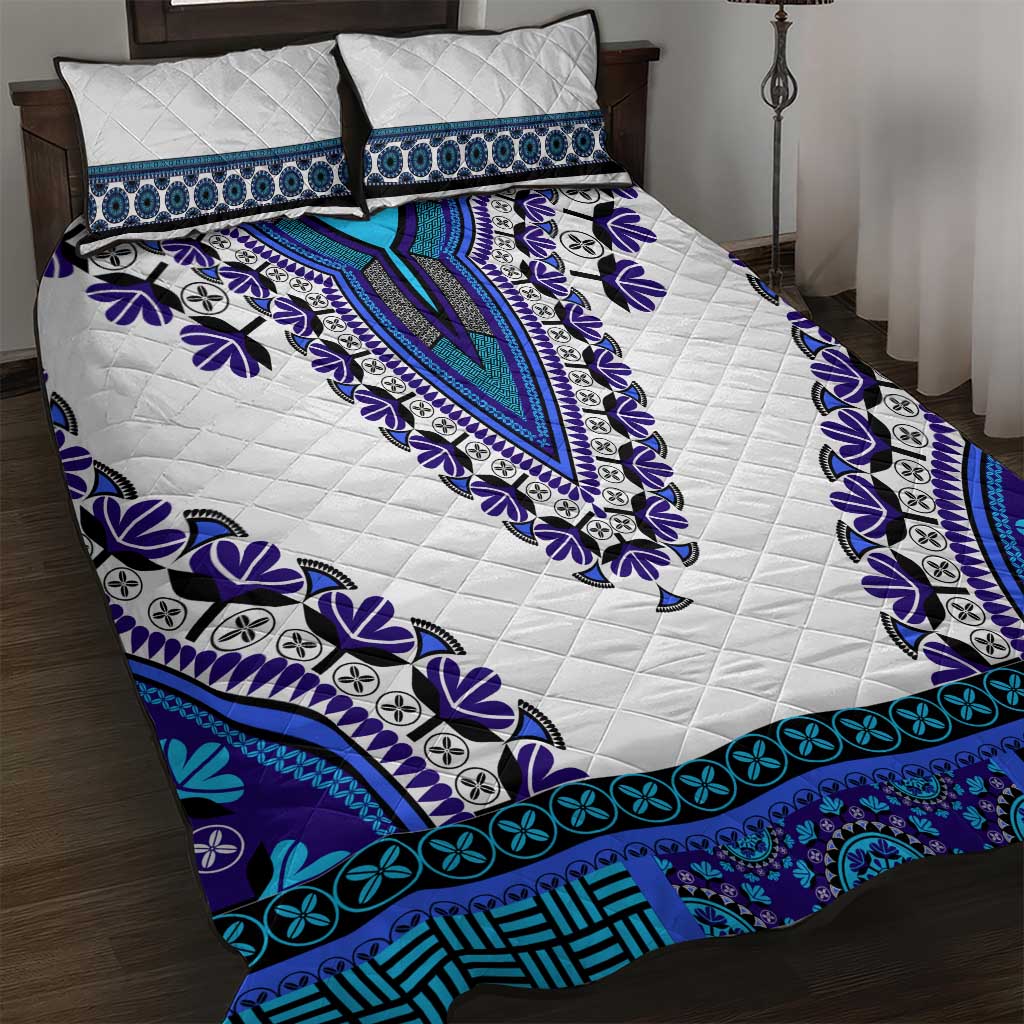 Africa Quilt Bed Set African Dashiki Royal Blue Version LT14