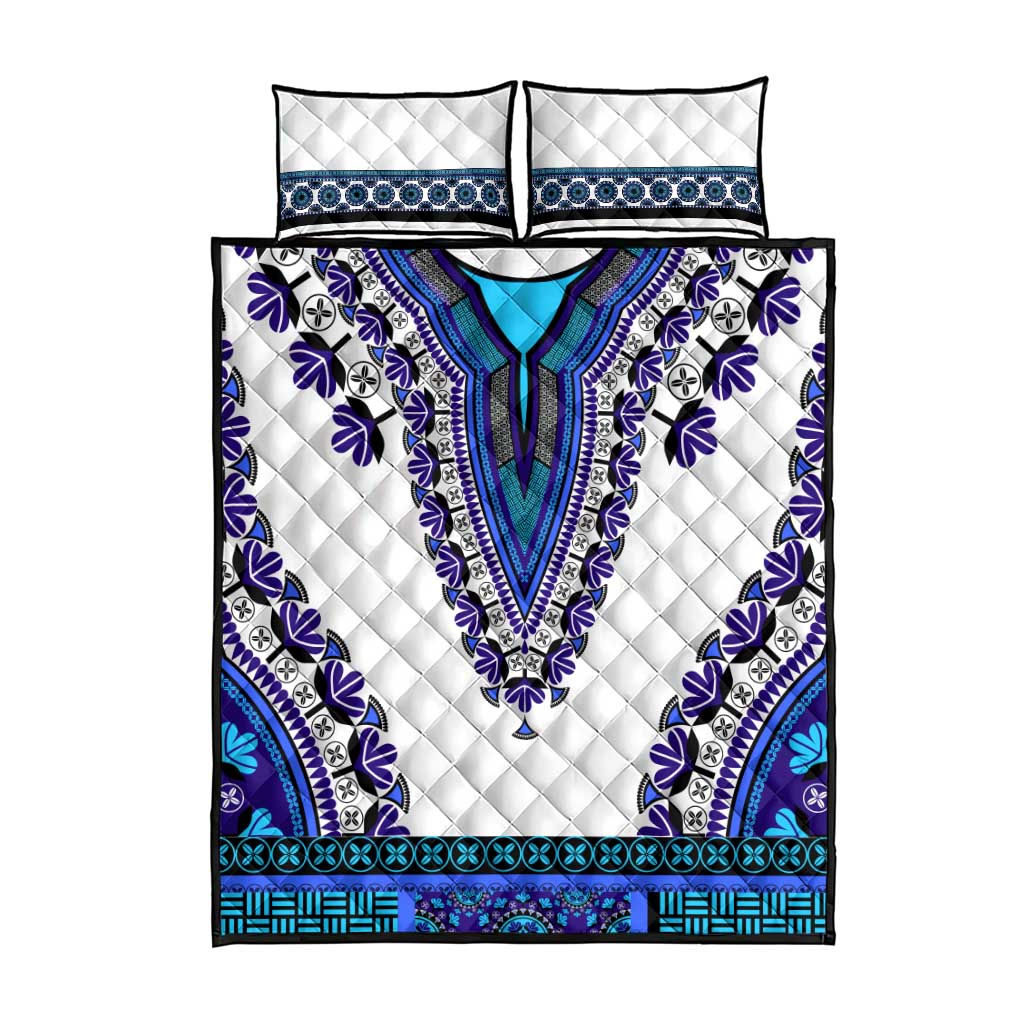 Africa Quilt Bed Set African Dashiki Royal Blue Version LT14