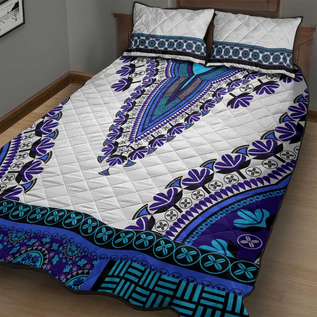 Africa Quilt Bed Set African Dashiki Royal Blue Version LT14